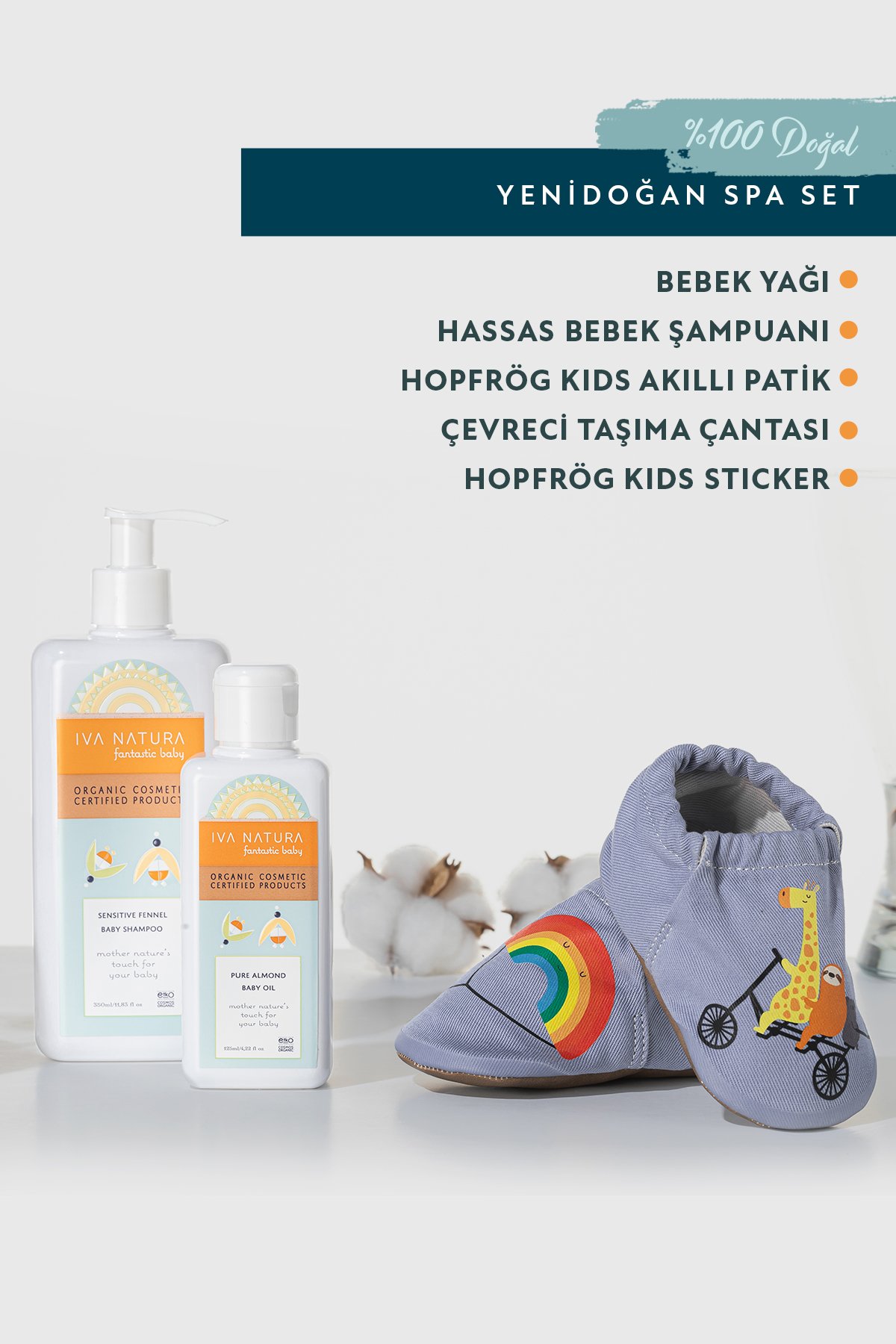 IVA NATURA & Hopfrög Kids Yenidoğan Spa Seti - Mavi