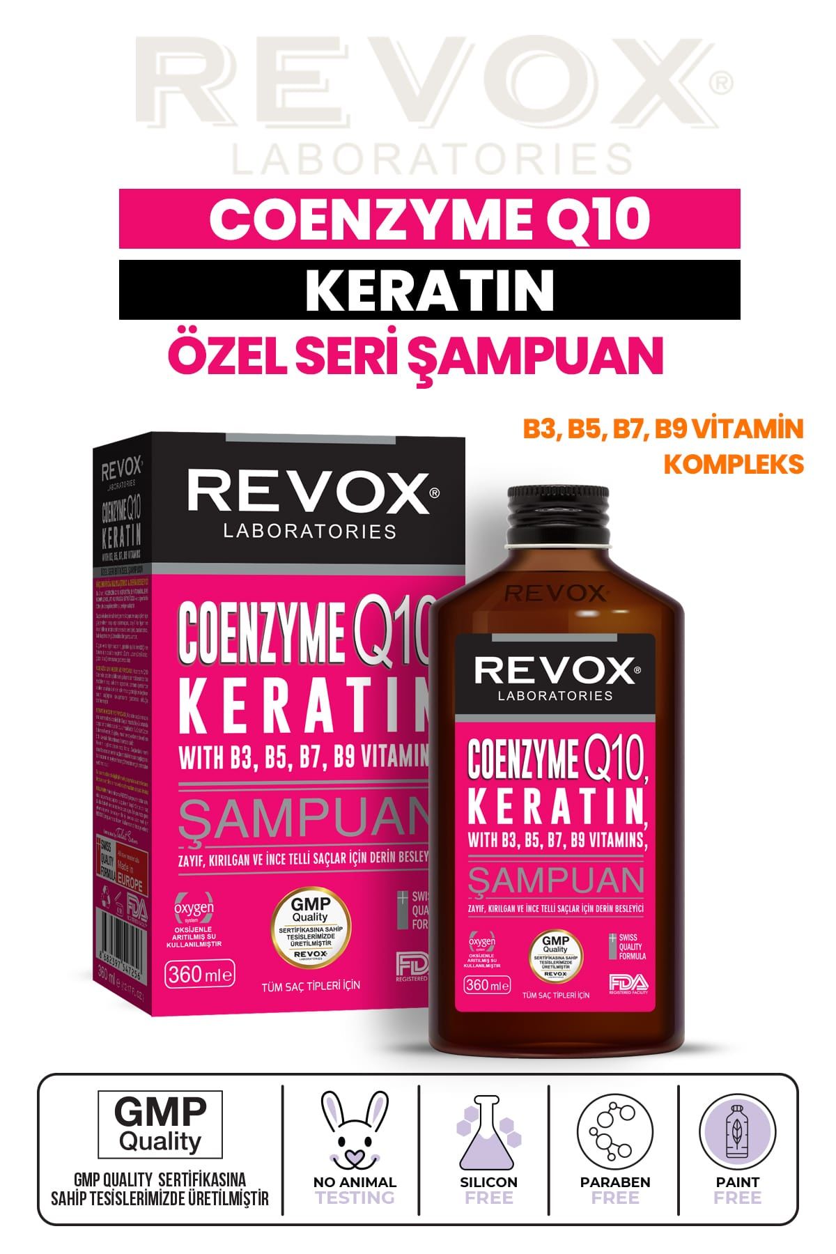 Keratin, Koenzim Q10, B Vitamin Kompleks Özel Seri Saç Bakım Şampuanı / 360 ml.