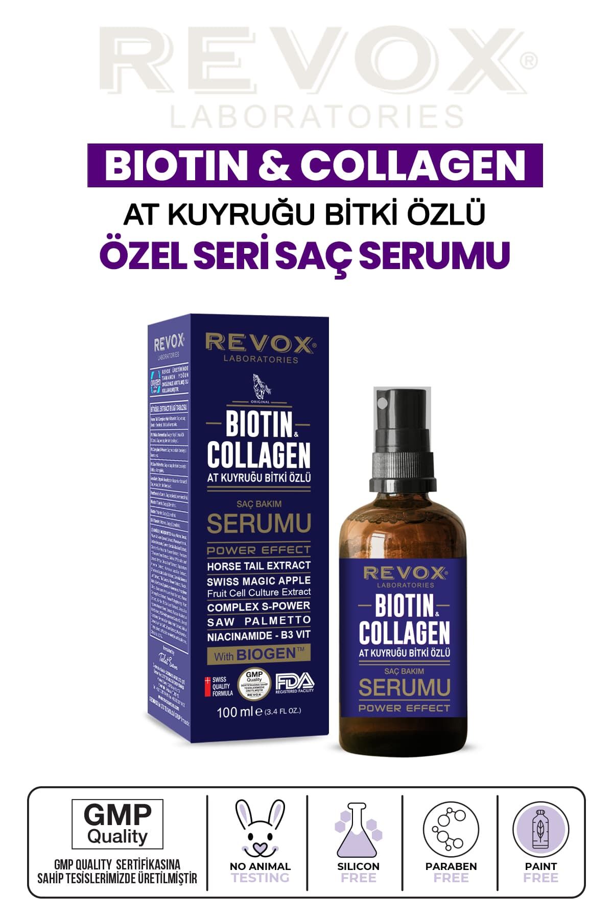 Biotin & Collagen + At Kuyruğu Bitki Özlü Saç Bakım Serumu