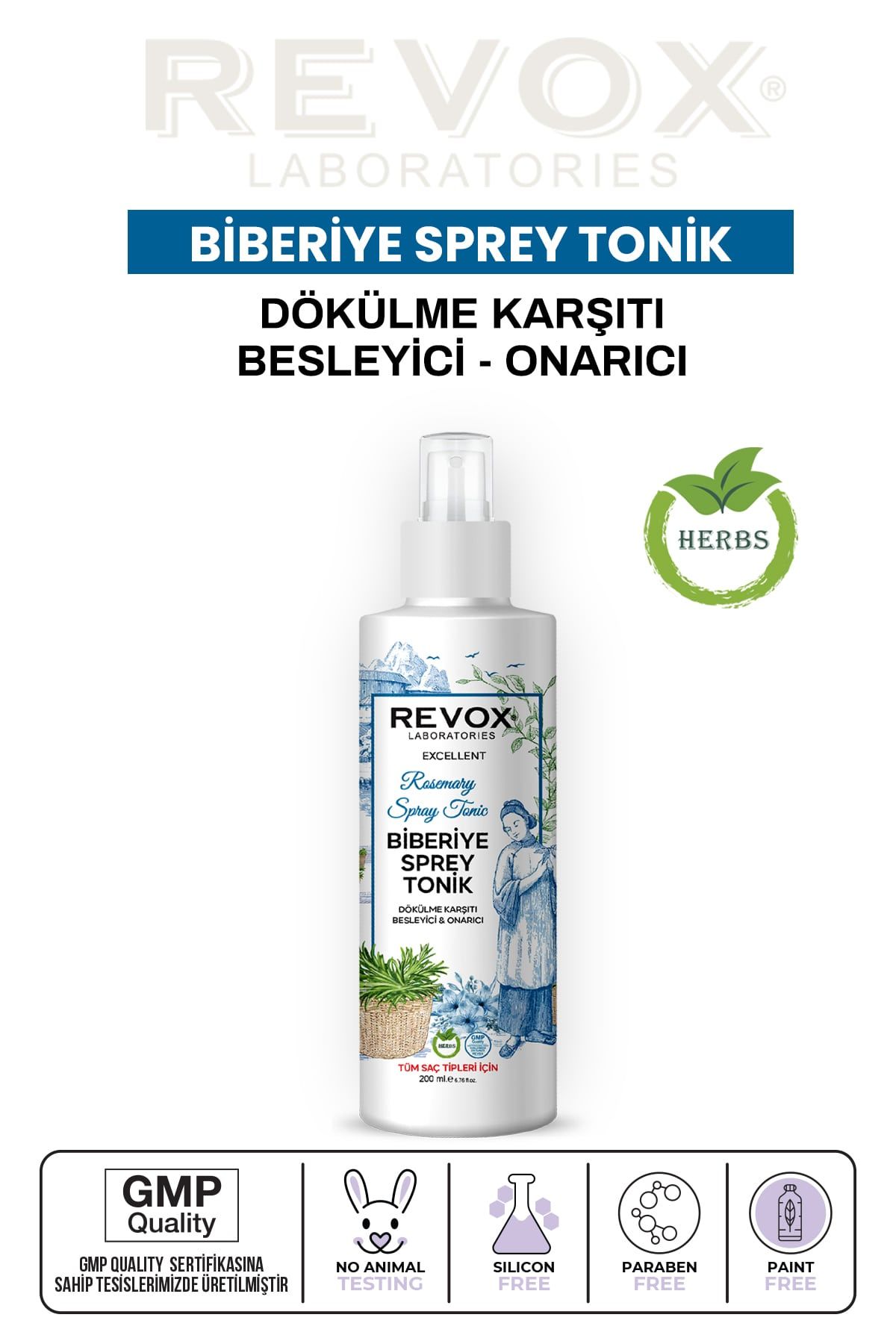 Biberiye Bitki Özlü Dökülme Karşıtı, Besleyici ve Onarıcı Durulanmayan Saç Bakım Toniği