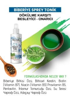 Biberiye Bitki Özlü Dökülme Karşıtı, Besleyici ve Onarıcı Durulanmayan Saç Bakım Toniği