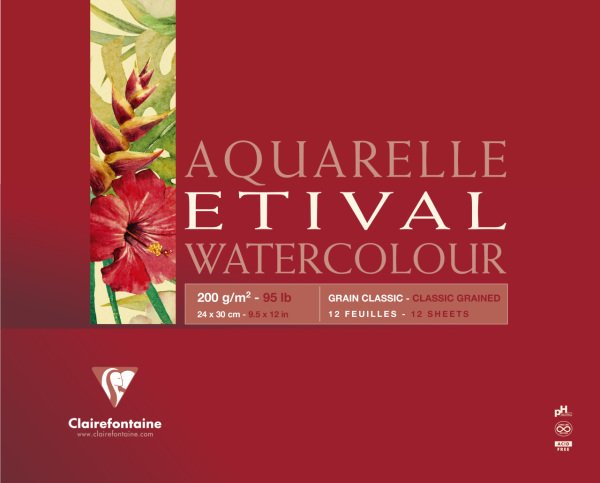 Clairefontaine Etival Classic Sulu Boya Bloğu 24x32 Cm 200 Gr 30 Yaprak Uzun Kenarı Yapışkanlı