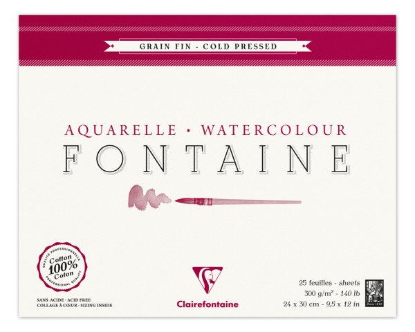 Clairefontaine Fontaine Sulu Boya Bloğu 24x30 Cm 300 Gr 10 Yaprak Dokulu Uzun Kenarı Yapışkanlı