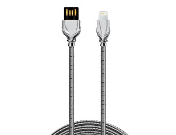 USB Lightning Çelik Zırhlı Kablo Gümüş