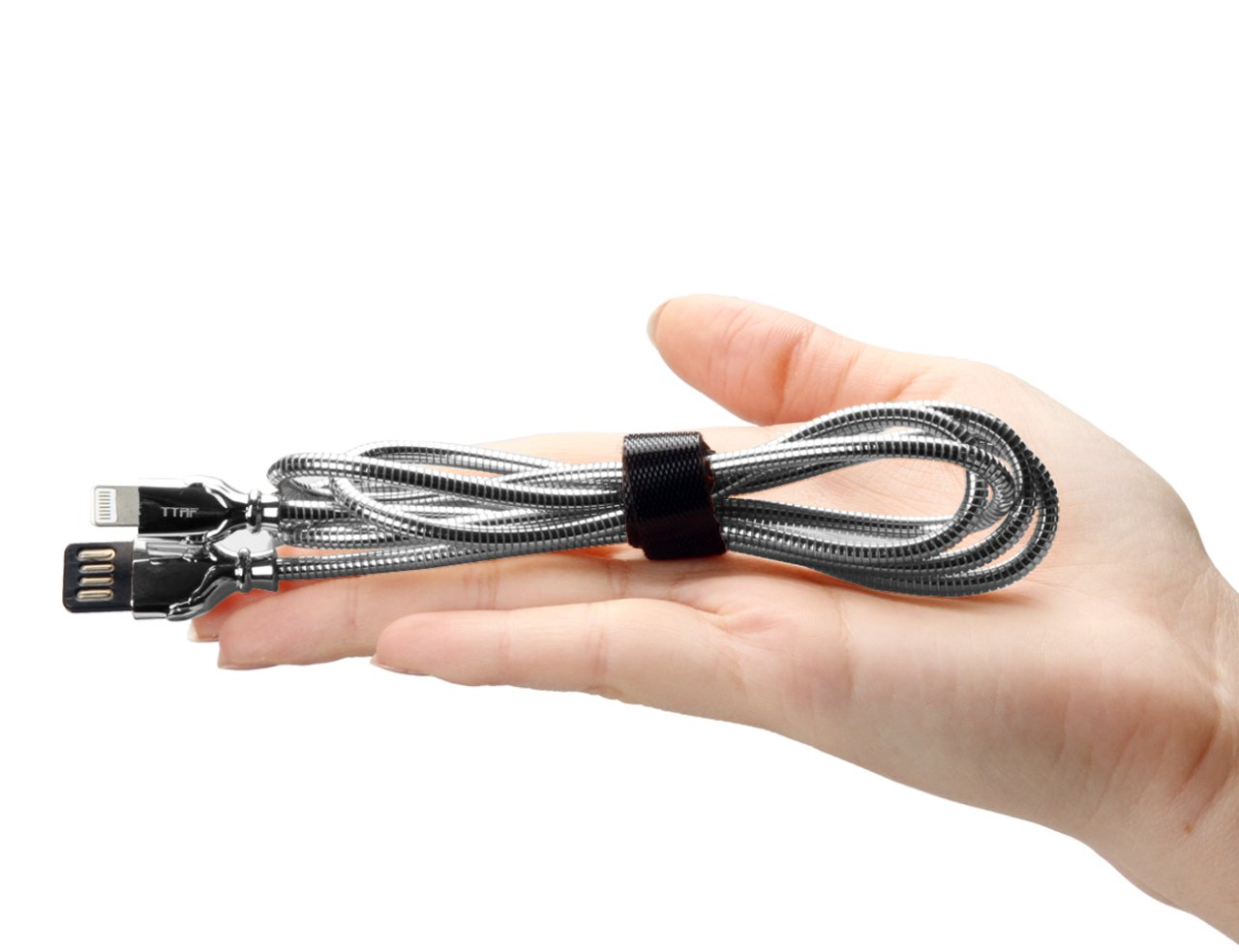 USB Lightning Çelik Zırhlı Kablo Gümüş