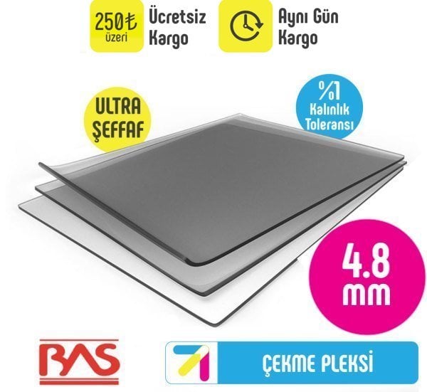 4.8mm Şeffaf Çekme Pleksiglas