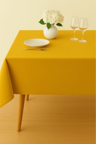 Luna Kadife Dokulu Masa Örtüsü 150 x 260 - Koyu Sarı