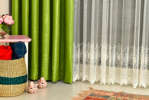 Soft Fon Perde Yaprak Yeşili