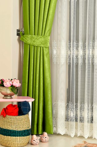 Soft Fon Perde Yaprak Yeşili