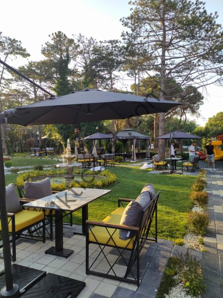 CLK Garden 3 Metre Yuvarlak Antrasit Yandan Dirsekli Kollu Bahçe Cafe Şemsiyesi