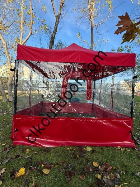 CLK 3x3 40 mm Alüminyum Profil Kış Bahçesi Karavan Çadırı Şeffaf Brandalı Gazebo Katlanır Çadır Portatif Tente