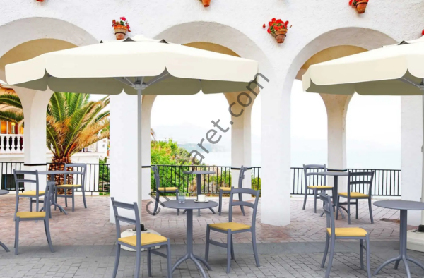 CLK 3 mt Mega İpli Yuvarlak Beyaz Profil Bahçe Cafe Otel Şemsiyeleri