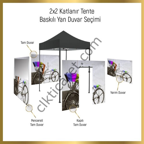 CLK 2x2 Baskılı Gazebo Çadır Portatif Tente Set