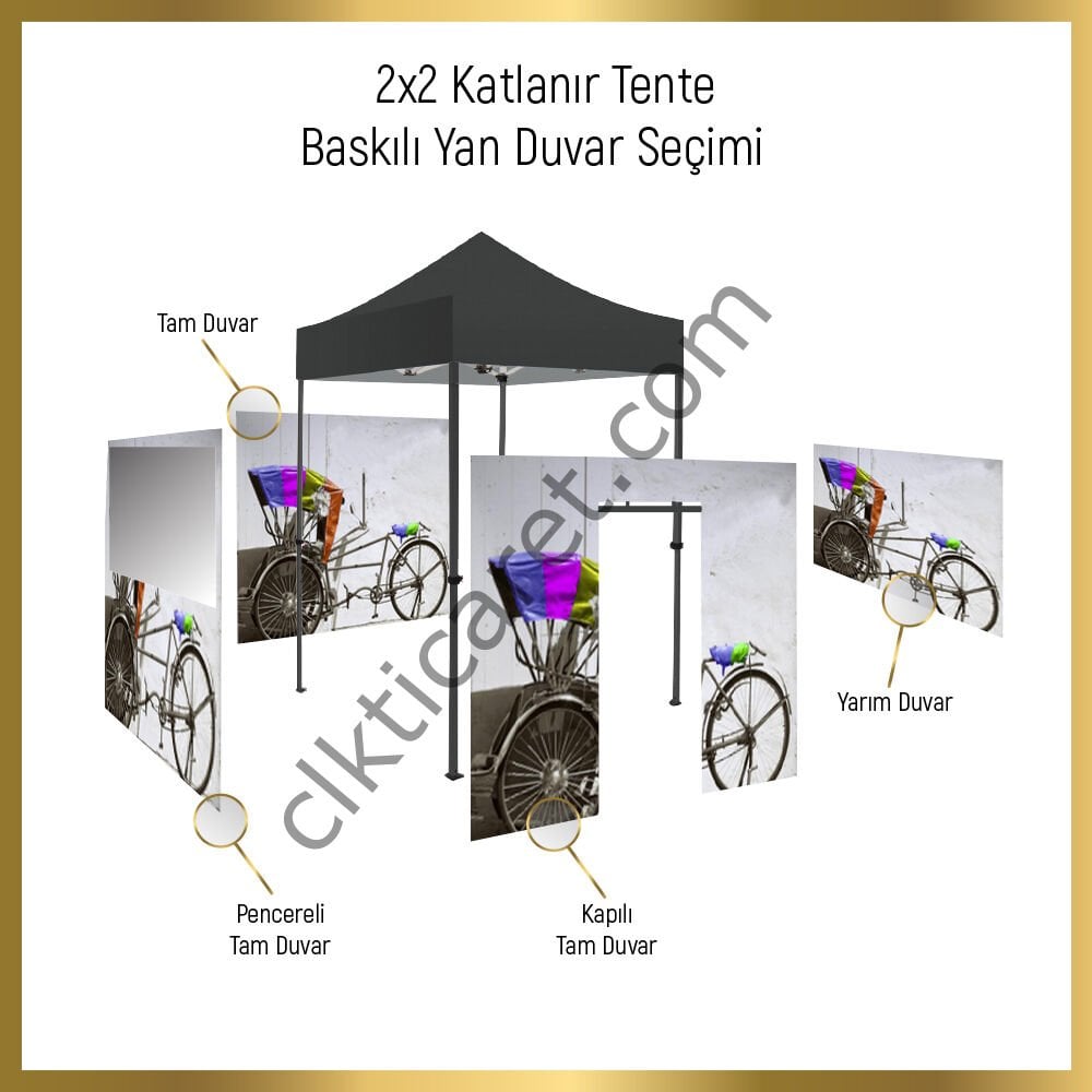 CLK 2x3 Baskılı Gazebo Çadır Portatif Tente Set