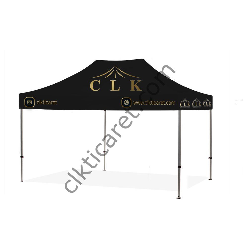 CLK 3x4,5 mt Tavan Logo Baskılı Gazebo Katlanabilir Tente Stand Tanıtım Fuar Çadırı