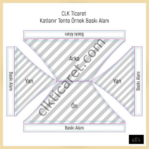 CLK 3x4,5 mt Saçak Etek Alın Logo Baskılı Gazebo Katlanabilir Tente Stand Tanıtım Fuar Çadırı