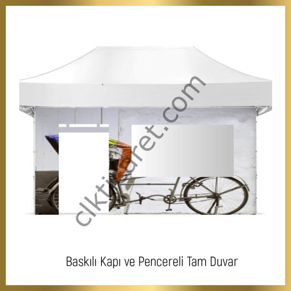 CLK 4x6 Metre Kalın 52mm Alüminyum Profil Baskılı Gazebo Çadır Portatif Tente Set