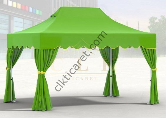 CLK 3x4,5 mt 40 mm Garden Katlanabilir Tente Bahçe Çadır Açık Yeşil Çardak Bungalow Serisi