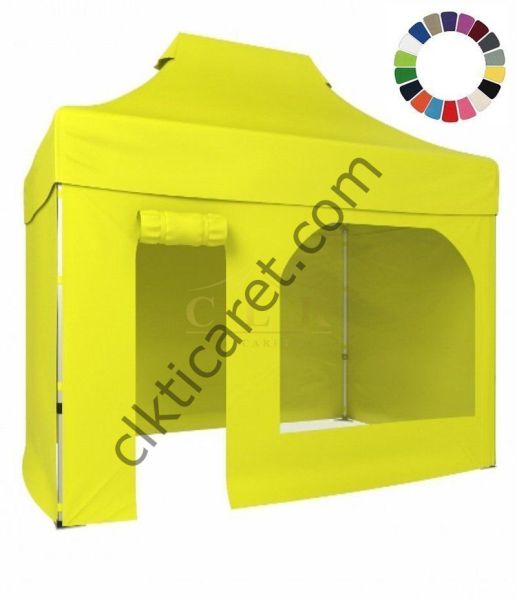CLK 2x3 Katlanabilir Tente Gazebo Portatif Çadır 3 Yan Kapalı 1 Yan Kapı ve Pencereli
