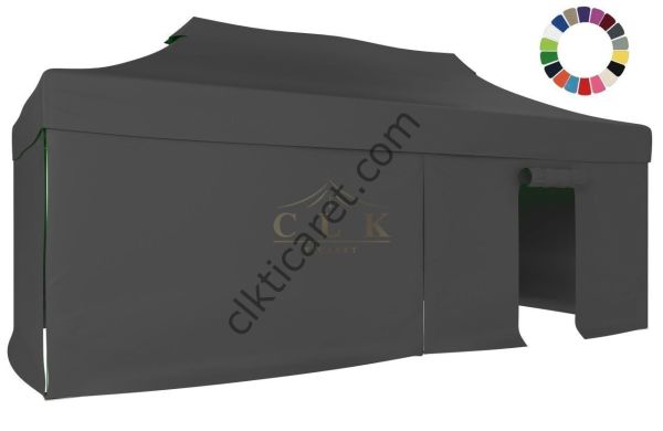 CLK 3x6 40 mm Katlanabilir Tente Gazebo Çadır Gazebo Çadır 3 Yan Kapalı 1 Kapılı