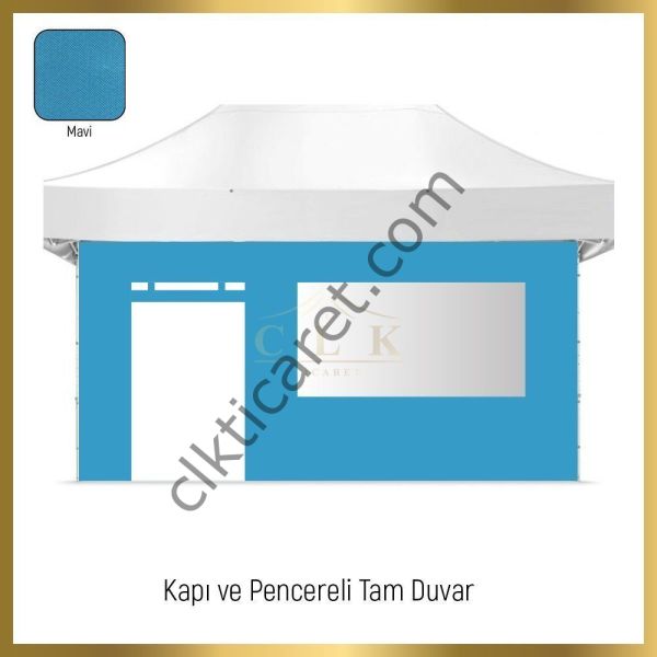 CLK 3x4,5 40 mm Katlanabilir Tente Gazebo Çadır Gazebo Çadır 2 Yan Pencereli 1 Yan Aksesuarsız 1 Yan Kapı ve Pencereli
