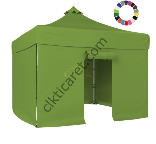 CLK 3x3 40mm Alüminyum Katlanabilir Tente Gazebo Çadır 4 Yan Kapalı 1 Kapılı Çadır