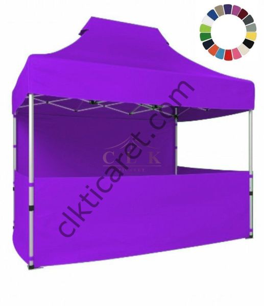 CLK 2x3 40mm Alüminyum Katlanabilir Tente Gazebo Çadır 3 Kenar Yarım 1 Tam Duvar