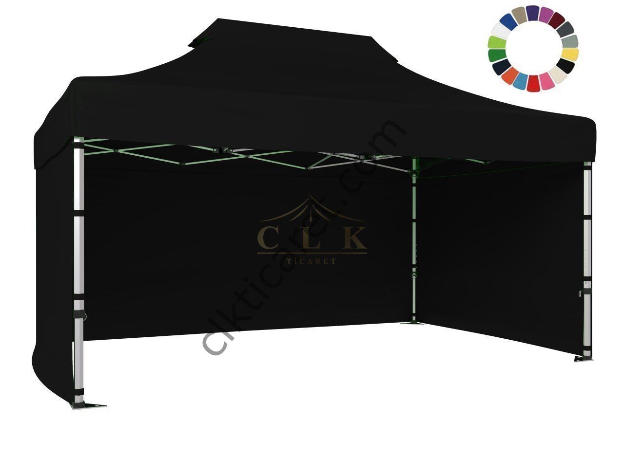 CLK 3x4,5 40mm Alüminyum Katlanabilir Tente Gazebo Çadır 3 Kenar Kapalı