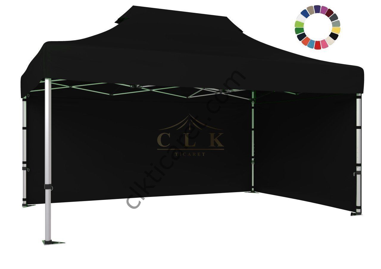 CLK 3x4,5 40mm Alüminyum Katlanabilir Tente Gazebo Çadır 2 Kenar Kapalı