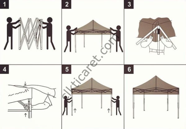 CLK 2,5x2,5 52mm Kalın Alüminyum Katlanabilir Tente Gazebo Çadır