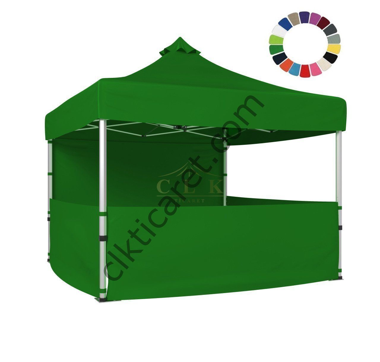 CLK 4x4 52mm Kalın Alüminyum Katlanabilir Tente Gazebo Çadır 1 Tam Duvar 3 Yarım Duvar