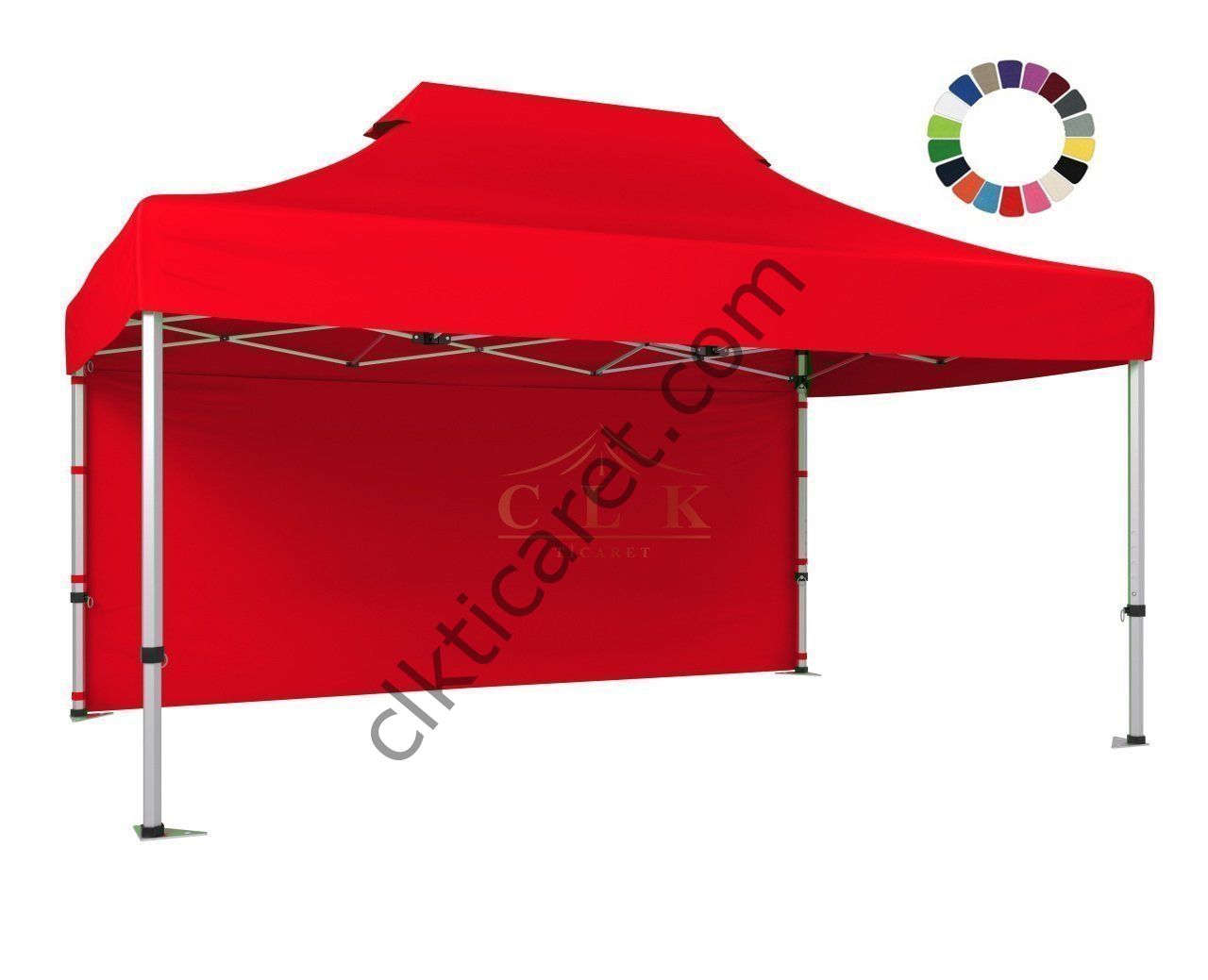 CLK 4x6 52mm Kalın Alüminyum Katlanabilir Tente Gazebo Çadır 1 Kenar Kapalı