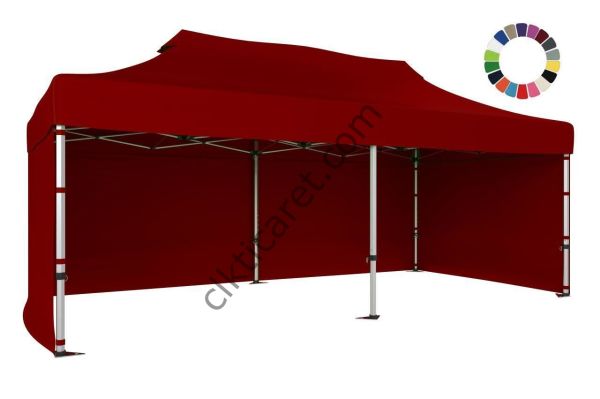 CLK 5x10 52mm Kalın Alüminyum Katlanabilir Tente Gazebo Çadır 3 Kenar Kapalı