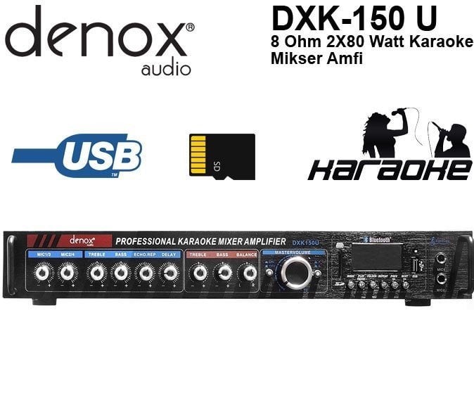 Denox DXK-150U 2X80 Watt Karaoke Amplifikatör