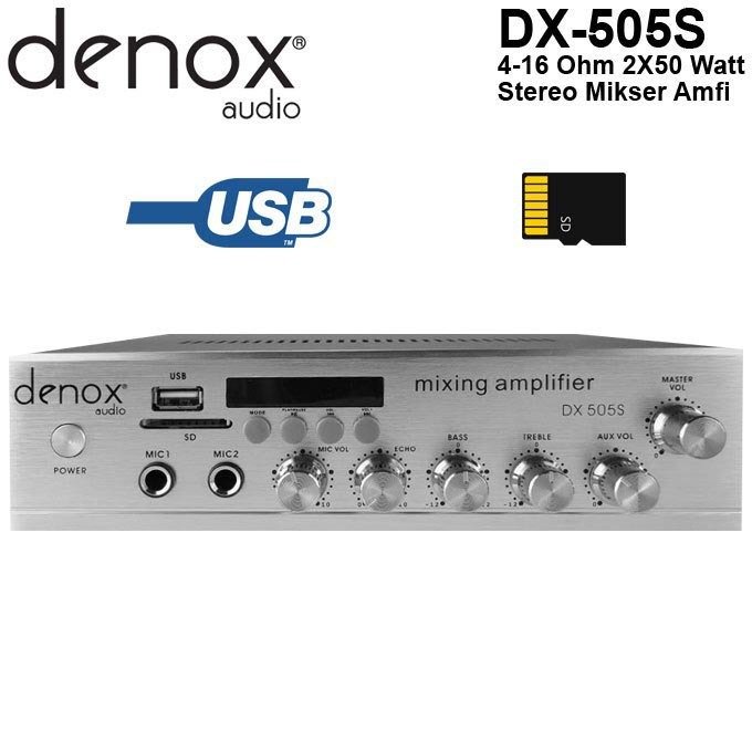 Denox DX-505S 2X50 Watt Stereo Amplifikatör