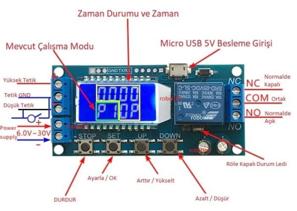 XY-LJ02 Zaman Ayarlı Röle Modülü