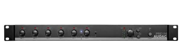 Audac PRE116  6 Kanal 1xStereo Çıkışlı Preamplifikatör