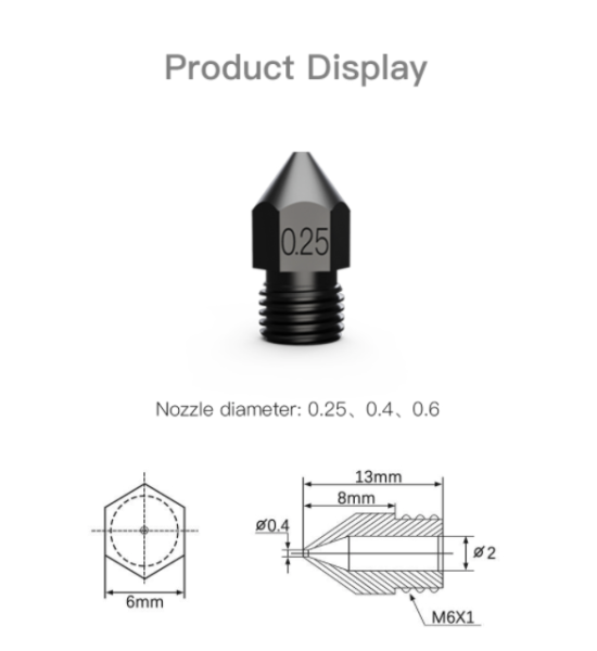 Creality Sertleştirilmiş Üst Düzey Çelik Nozzle  8'Li Set