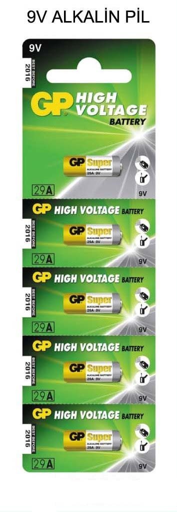 GP 29A 9V Alkaline Pil 5'li Paket