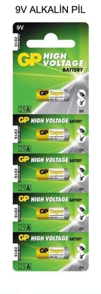 GP 29A 9V Alkaline Pil 5'li Paket