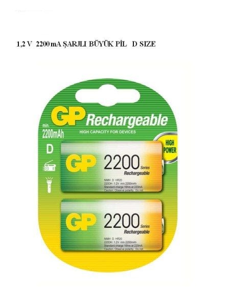 GP 1.2V 2200mA D Boy Şarjlı Pil