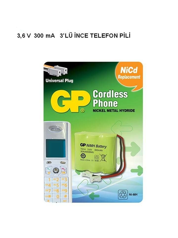 GP 3.6V 300mA Şarjlı İnce Telefon Pili