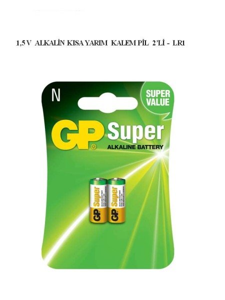 GP 1.5V LR1 Alkine Kısa Yarım Kalem Pil 2'Pil