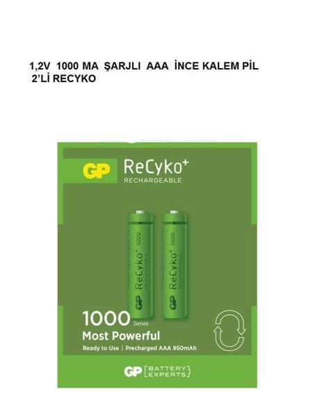 GP 1.2V 1000mA AAA İnce Şarjlı Kalem Pil 2'li