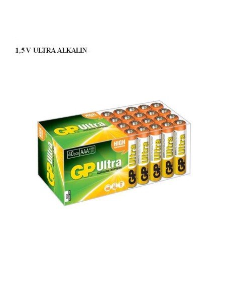 GP 1.5V Ultra Alkaline AAA İnce Kalem Pil 40'lı