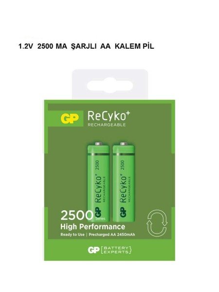 GP 1.2V 2500mA AA Kalın Şarjlı Kalem Pil 2'li