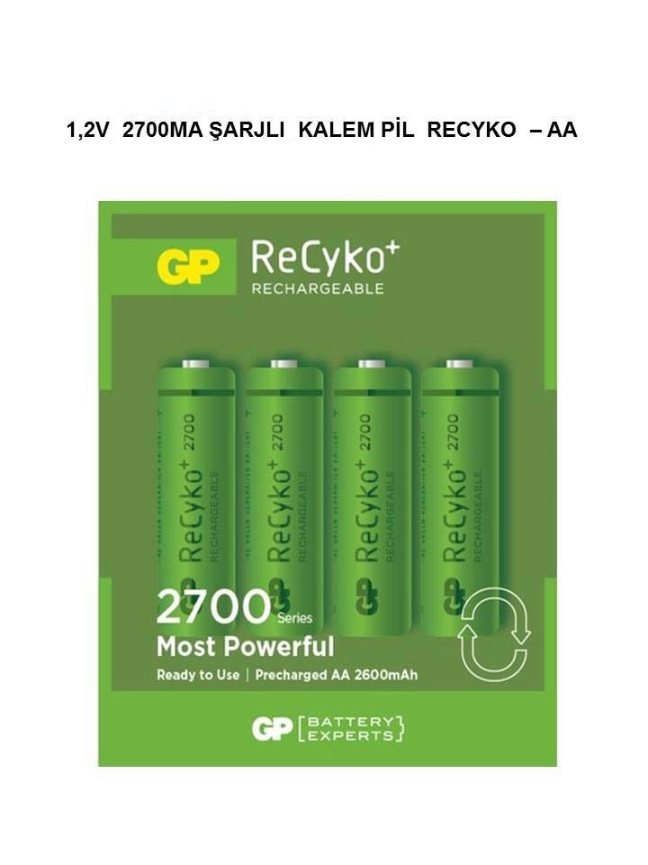 GP 1.2V 2700mA AA Kalın Şarjlı Kalem Pil 4'lü
