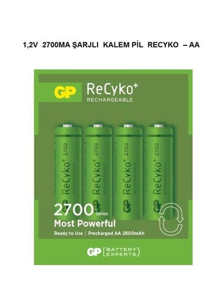 GP 1.2V 2700mA AA Kalın Şarjlı Kalem Pil 4'lü