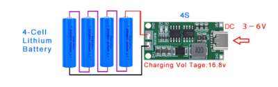 4S 2A TypeC Şarj Modül Çok Hücreli 18650 Lityum Pil Şarj Modül 8.4V 12.6V 16.8V