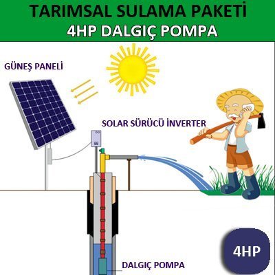 Solar Enerji 4HP Dalgıç Pompa - Tarımsal Sulama Sistemi
